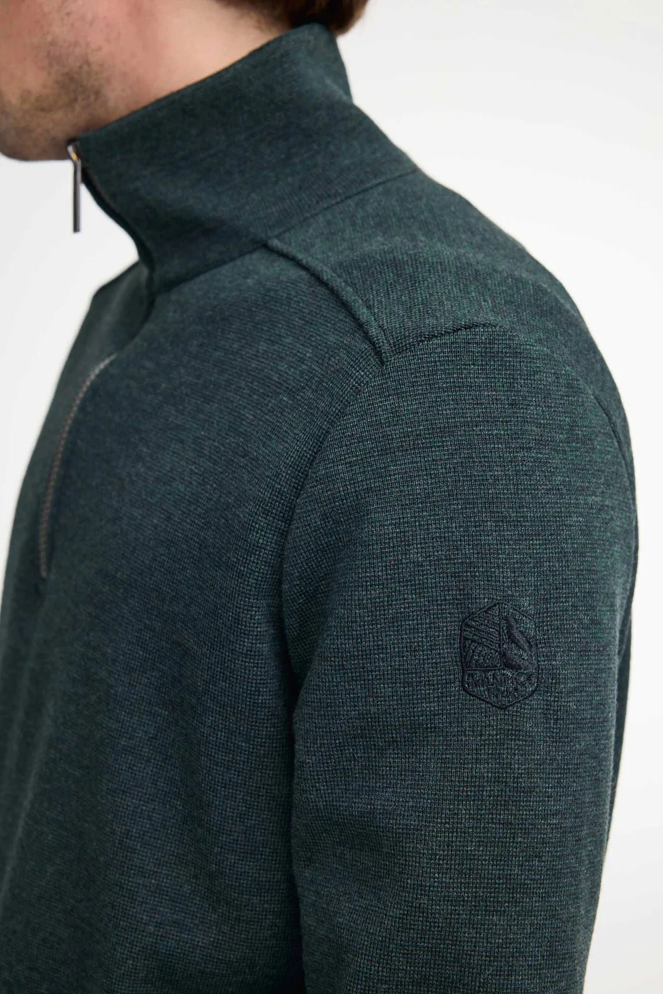 RUBEN HALF ZIP WB, 100% FINE MERINOULL — RIFLE GREEN - Ivanhoe of Sweden