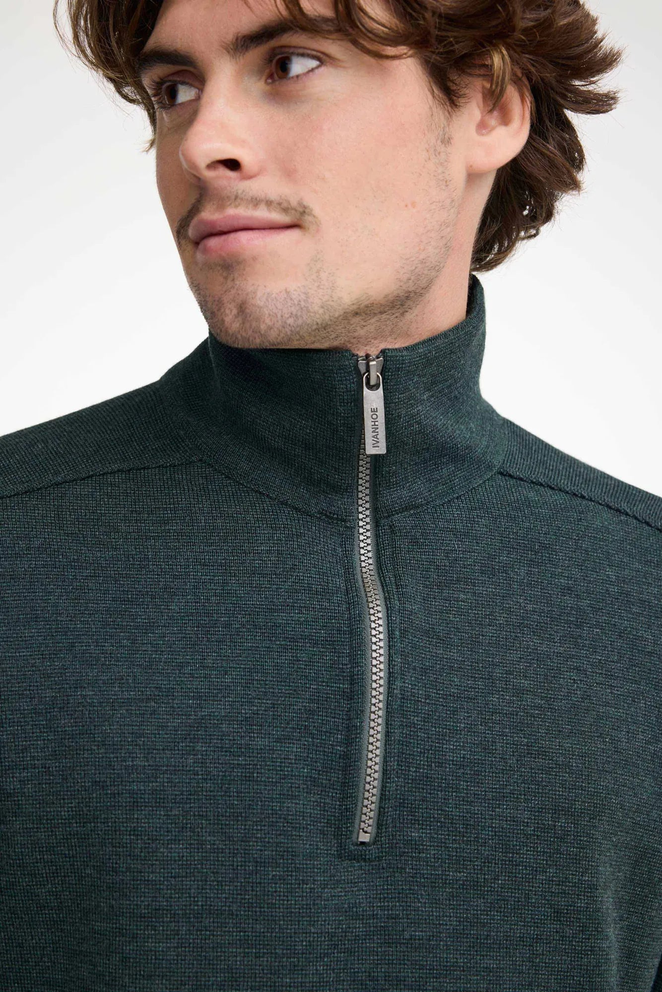 RUBEN HALF ZIP WB, 100% FINE MERINOULL — RIFLE GREEN - Ivanhoe of Sweden