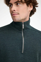 RUBEN HALF ZIP WB, 100% FINE MERINOULL — RIFLE GREEN - Ivanhoe of Sweden