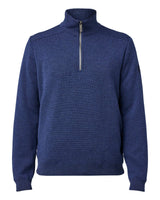 RUBEN HALF ZIP WB, 100% FINE MERINOULL — STEELBLUE
