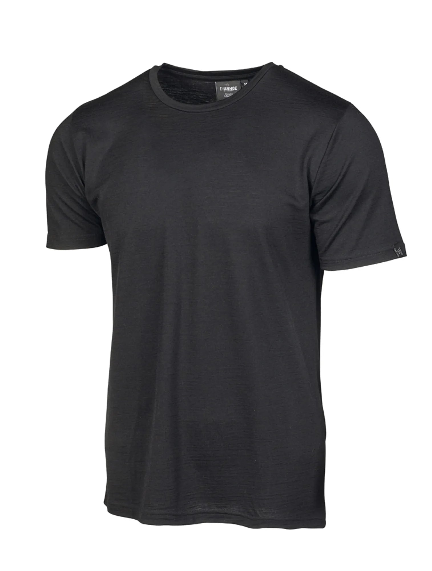 UNDERWOOL CEASAR T - SHIRT, 100% EXTRA FIN MERINOULL — BLACK - Ivanhoe of Sweden