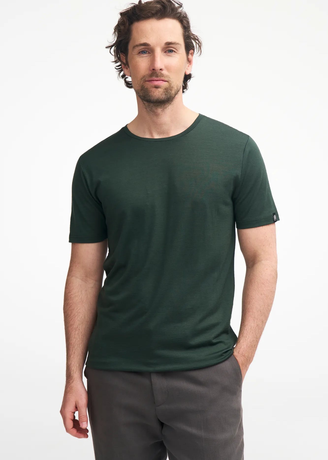 UNDERWOOL CEASAR T - SHIRT, 100% EXTRA FIN MERINOULL — GRAPHITE MARL - Ivanhoe of Sweden