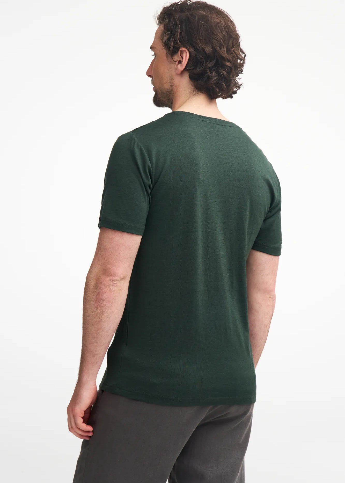 UNDERWOOL CEASAR T - SHIRT, 100% EXTRA FIN MERINOULL — RIFLE GREEN - Ivanhoe of Sweden