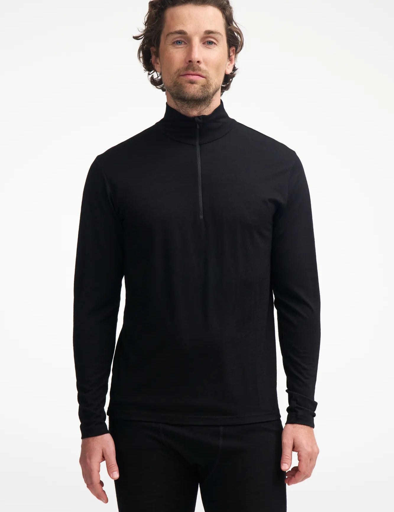 UNDERWOOL SONNY HALF ZIP, 100% EXTRA FINE MERINOULL — RIFLE GREEN - Ivanhoe of Sweden