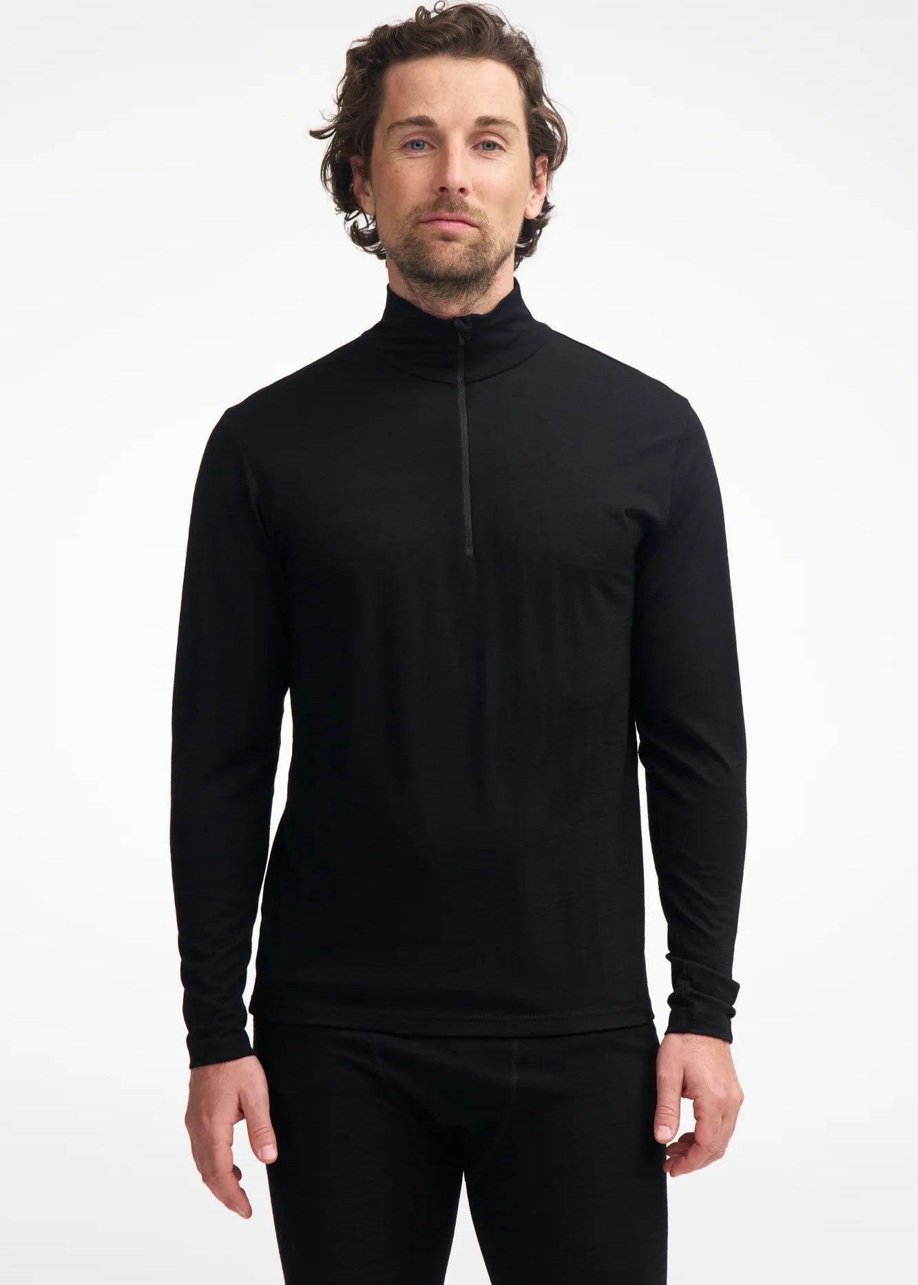 UNDERWOOL SONNY HALF ZIP, 100% EXTRA FINE MERINOULL — STEELBLUE - Ivanhoe of Sweden