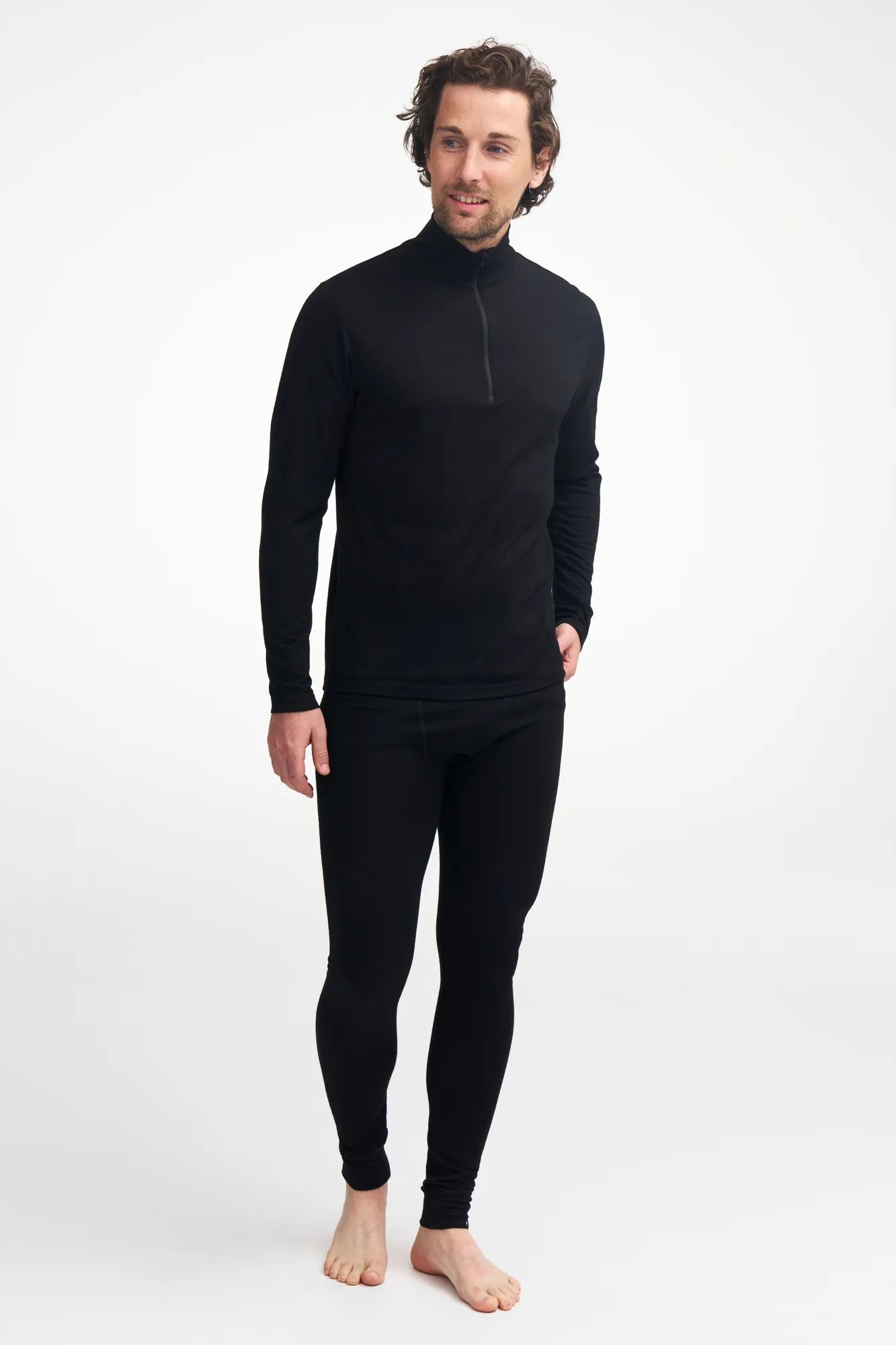 UNDERWOOL SONNY HALF ZIP, 100% EXTRA FINE MERINOULL — STEELBLUE - Ivanhoe of Sweden