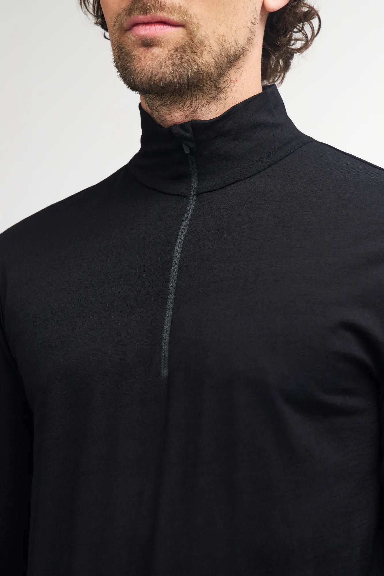 UNDERWOOL SONNY HALF ZIP, 100% EXTRA FINE MERINOULL — STEELBLUE - Ivanhoe of Sweden
