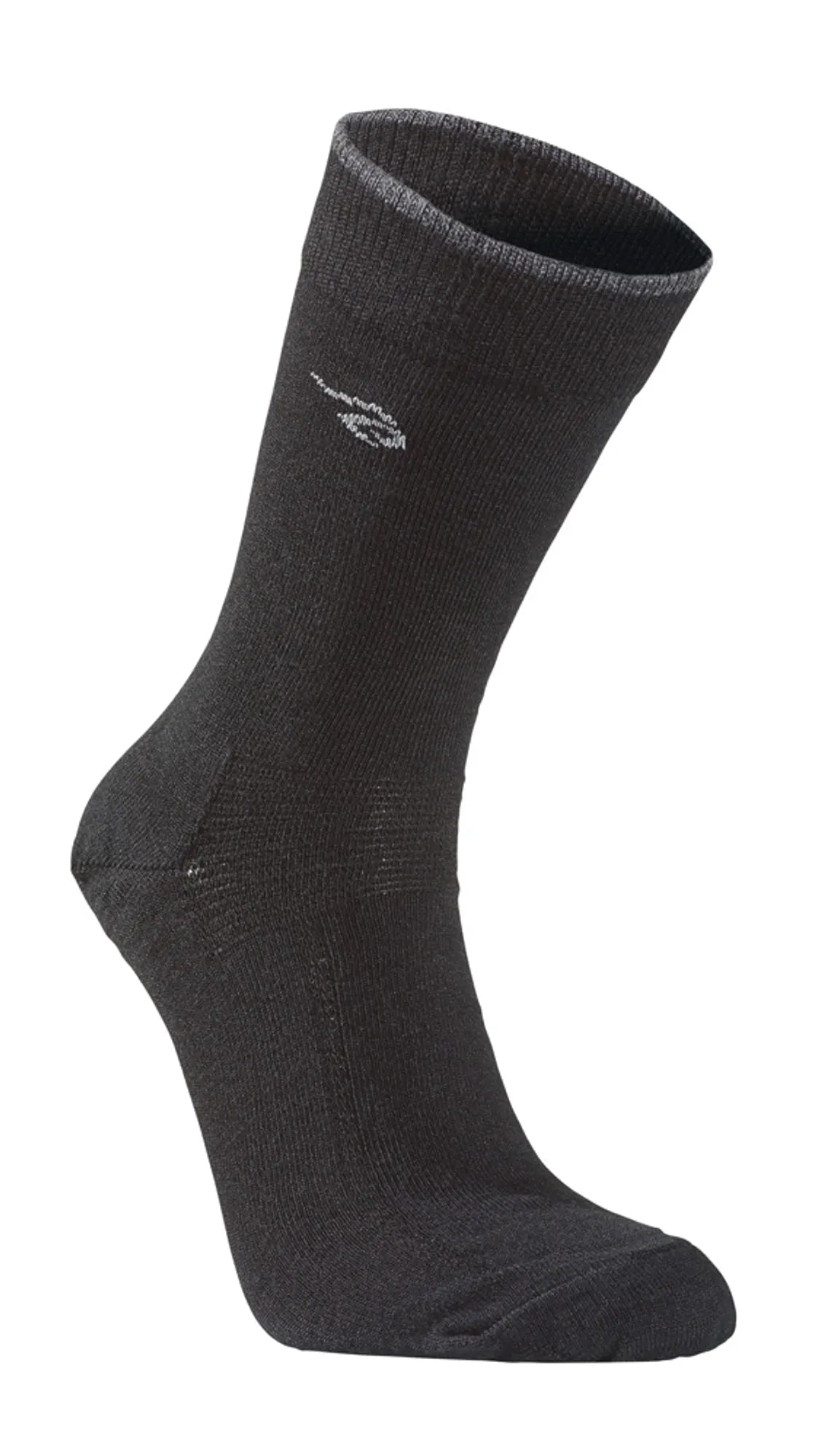 WOOL SOCK, TUNN ULLSTRUMPA MED FÖRSTÄRKNING — BLACK - Ivanhoe of Sweden