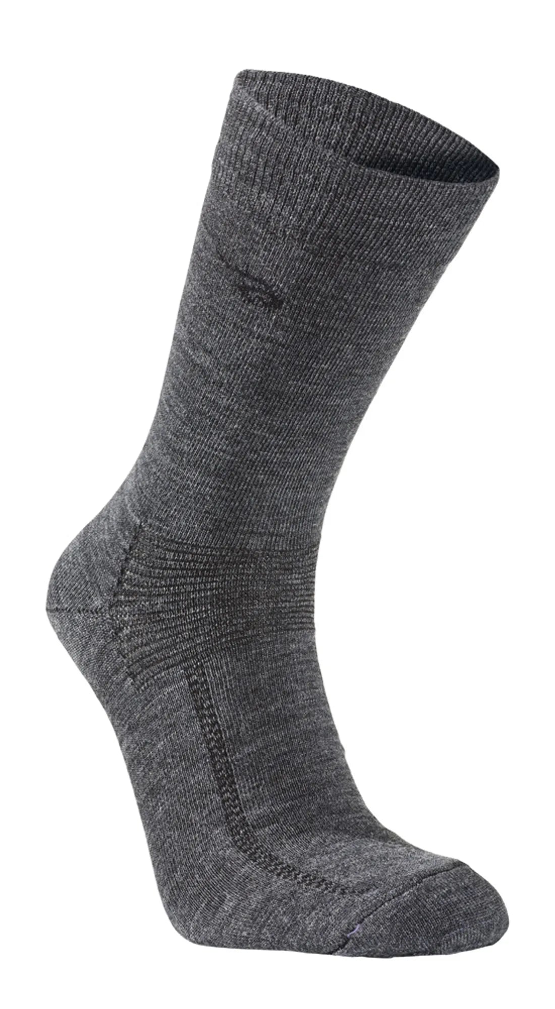 WOOL SOCK, TUNN ULLSTRUMPA MED FÖRSTÄRKNING — GREY MARL - Ivanhoe of Sweden