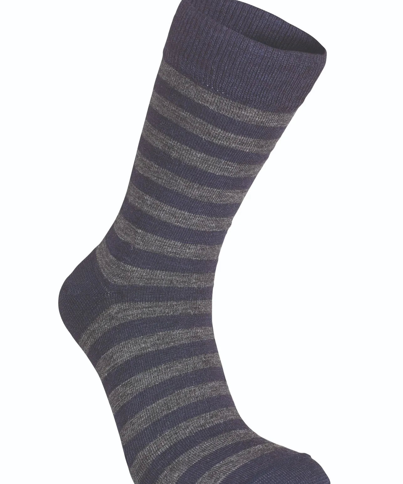 WOOL SOCK STRIPE, TUNN RANDIG ULLSTRUMPA — LIGHT NAVY - Ivanhoe of Sweden