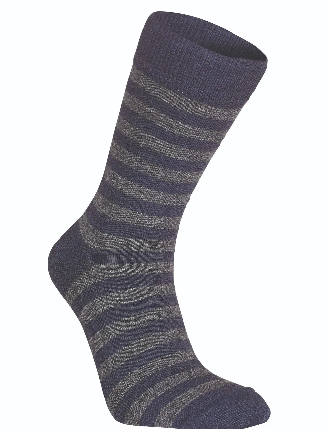WOOL SOCK STRIPE, TUNN RANDIG ULLSTRUMPA — LIGHT NAVY - Ivanhoe of Sweden