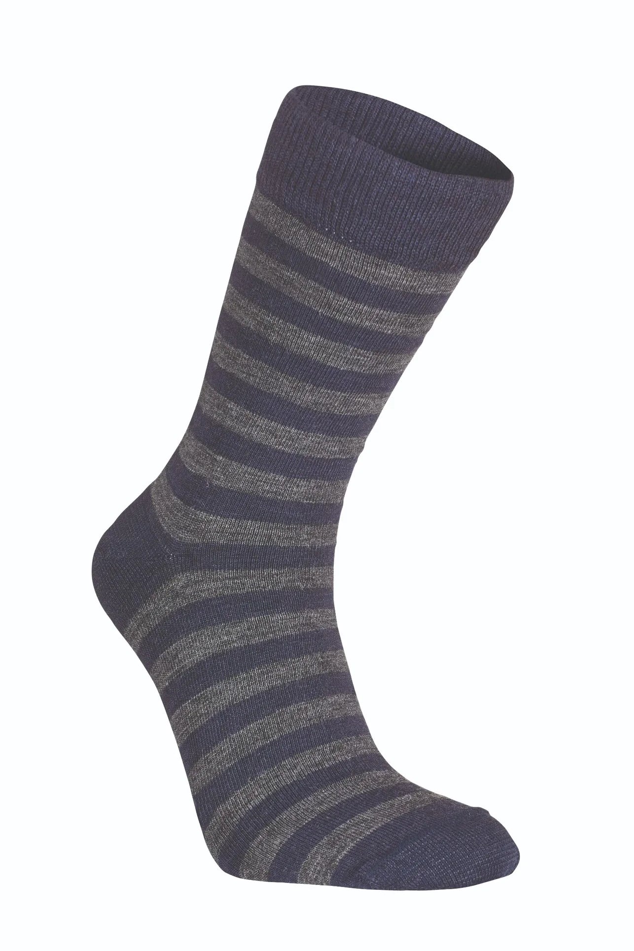 WOOL SOCK STRIPE, TUNN RANDIG ULLSTRUMPA — LIGHT NAVY - Ivanhoe of Sweden