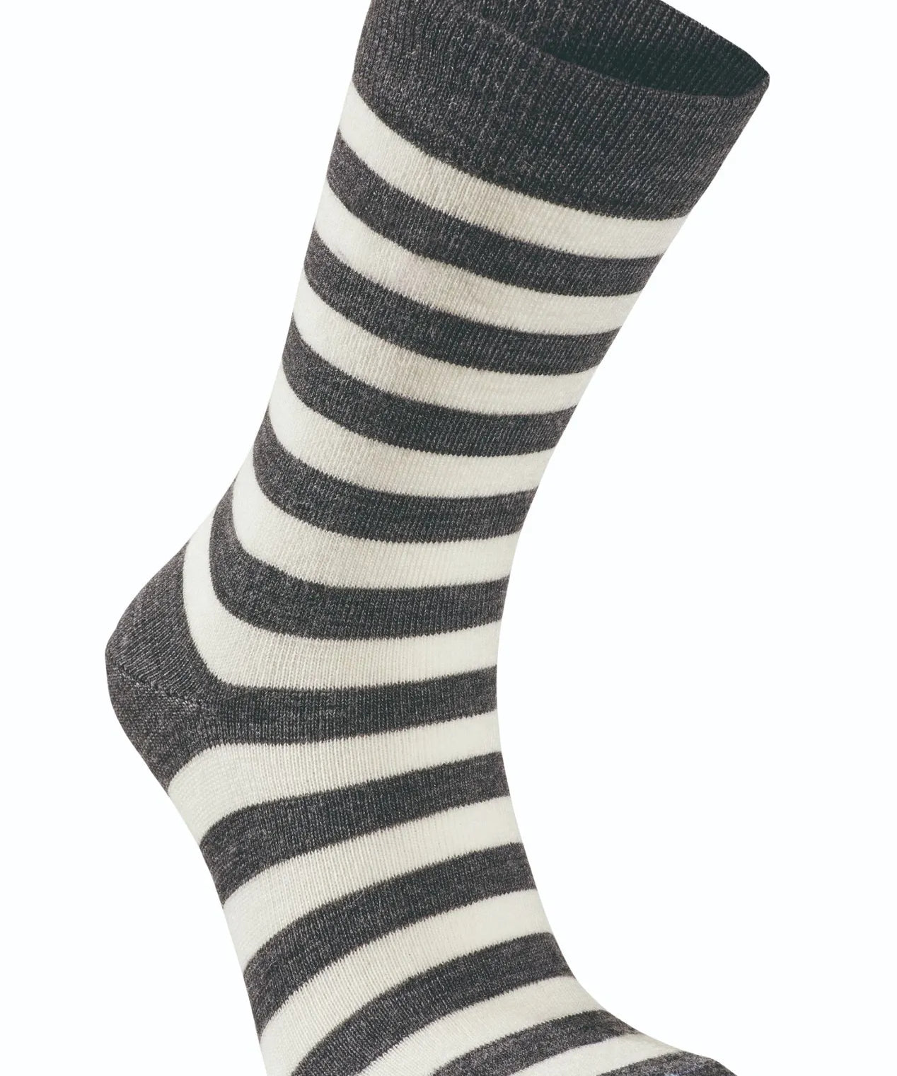 WOOL SOCK STRIPE, TUNN RANDIG ULLSTRUMPA — GREY - Ivanhoe of Sweden