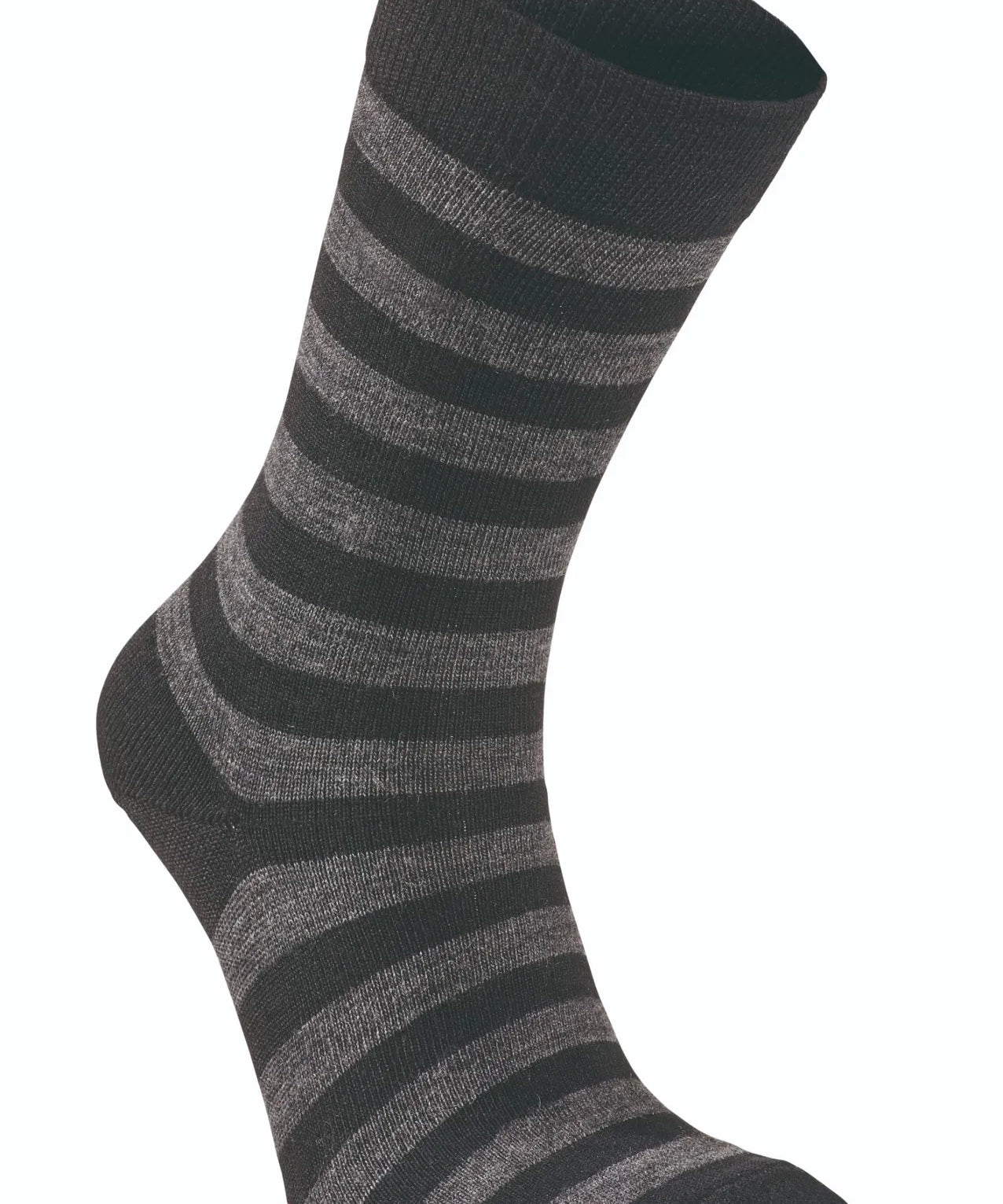 WOOL SOCK STRIPE, TUNN RANDIG ULLSTRUMPA — BLACK - Ivanhoe of Sweden
