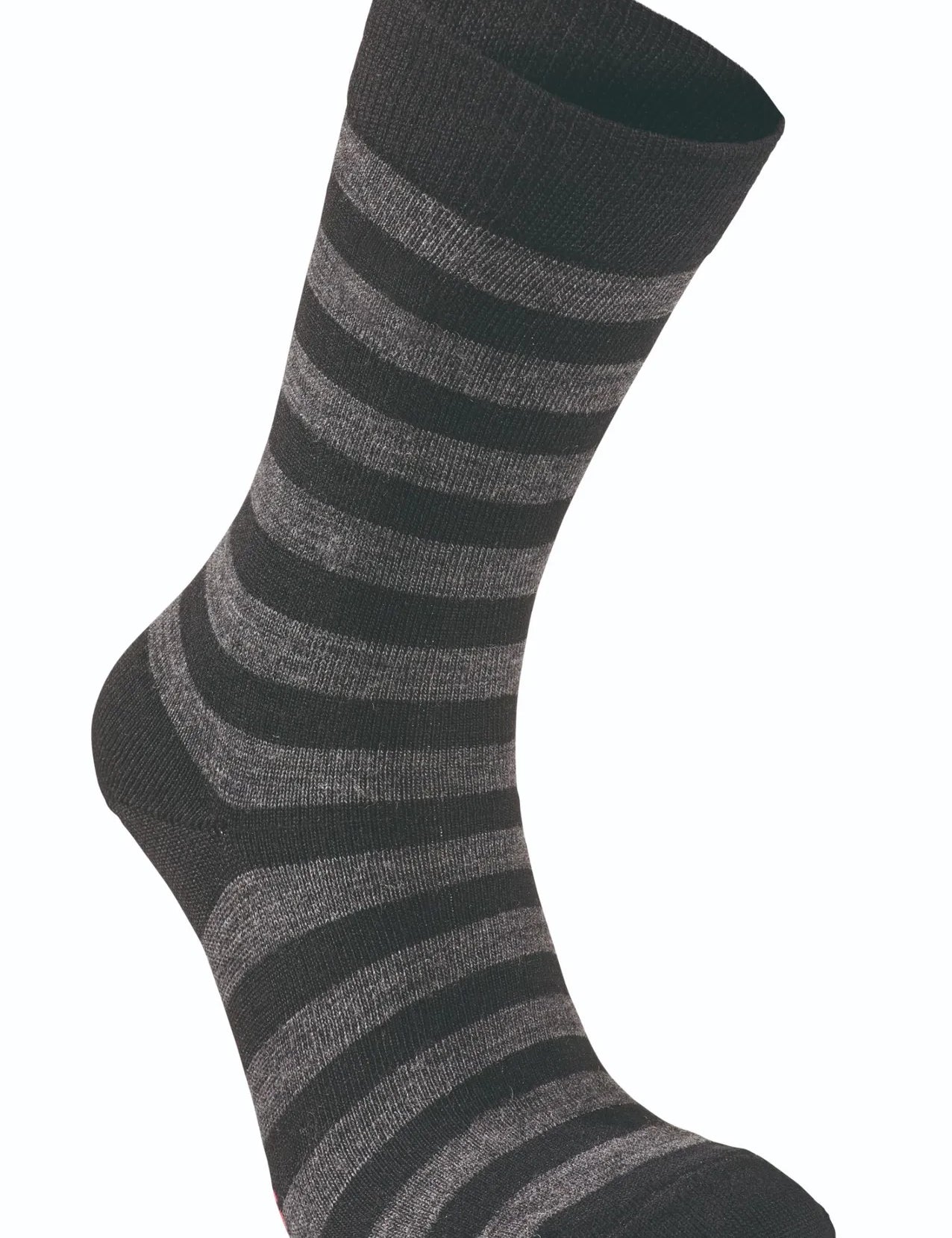 WOOL SOCK STRIPE, TUNN RANDIG ULLSTRUMPA — BLACK - Ivanhoe of Sweden