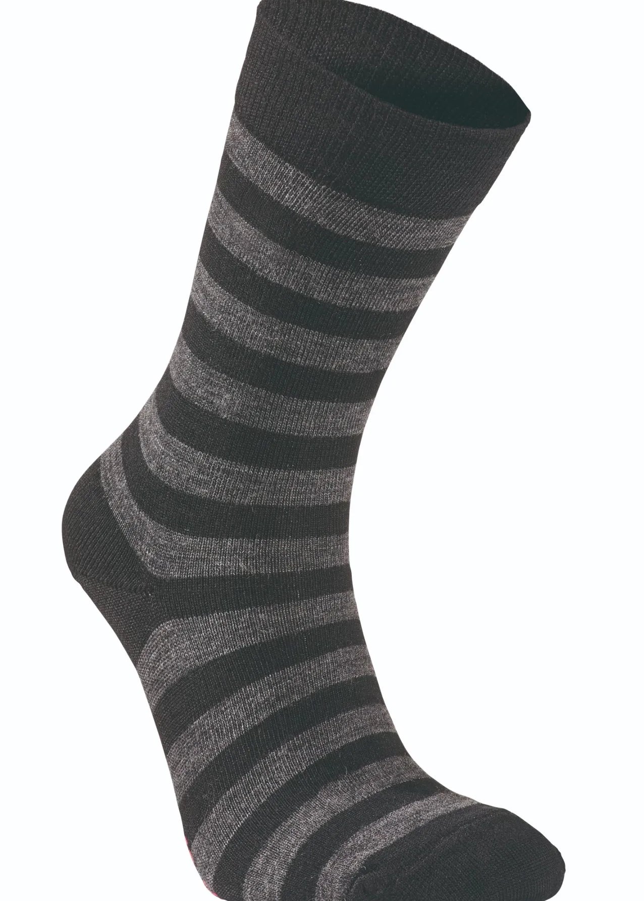 WOOL SOCK STRIPE, TUNN RANDIG ULLSTRUMPA — BLACK - Ivanhoe of Sweden