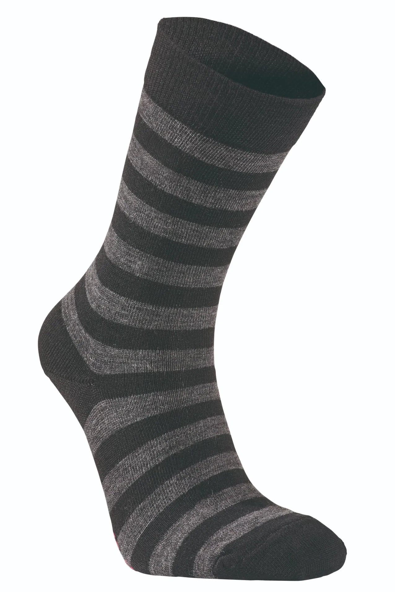 WOOL SOCK STRIPE, TUNN RANDIG ULLSTRUMPA — BLACK - Ivanhoe of Sweden