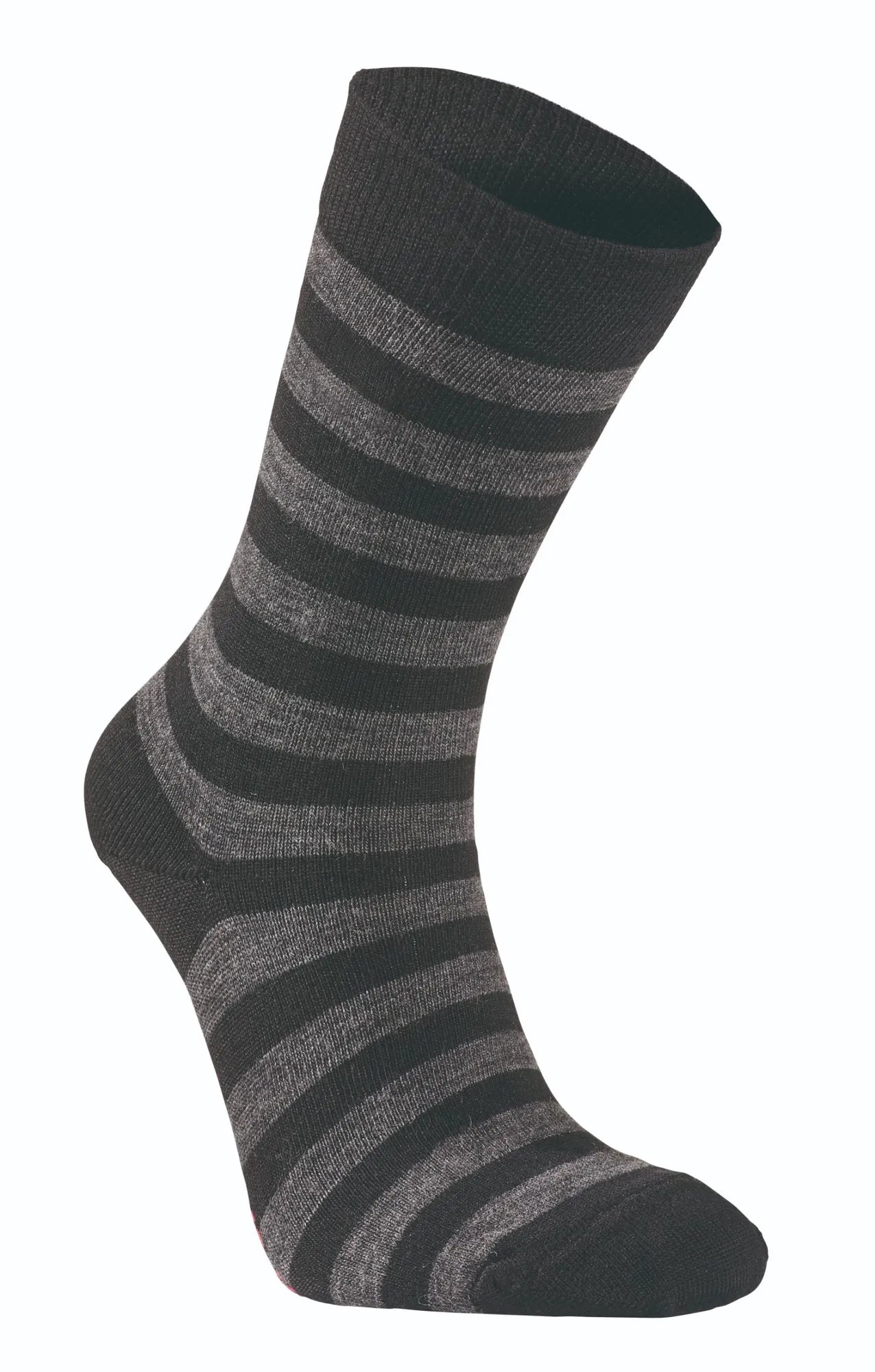 WOOL SOCK STRIPE, TUNN RANDIG ULLSTRUMPA — BLACK - Ivanhoe of Sweden