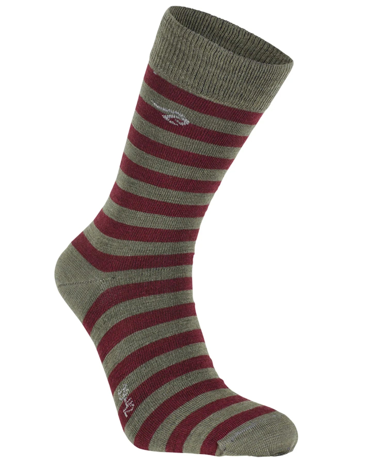 WOOL SOCK STRIPE, TUNN RANDIG ULLSTRUMPA — LODEN GREEN - Ivanhoe of Sweden