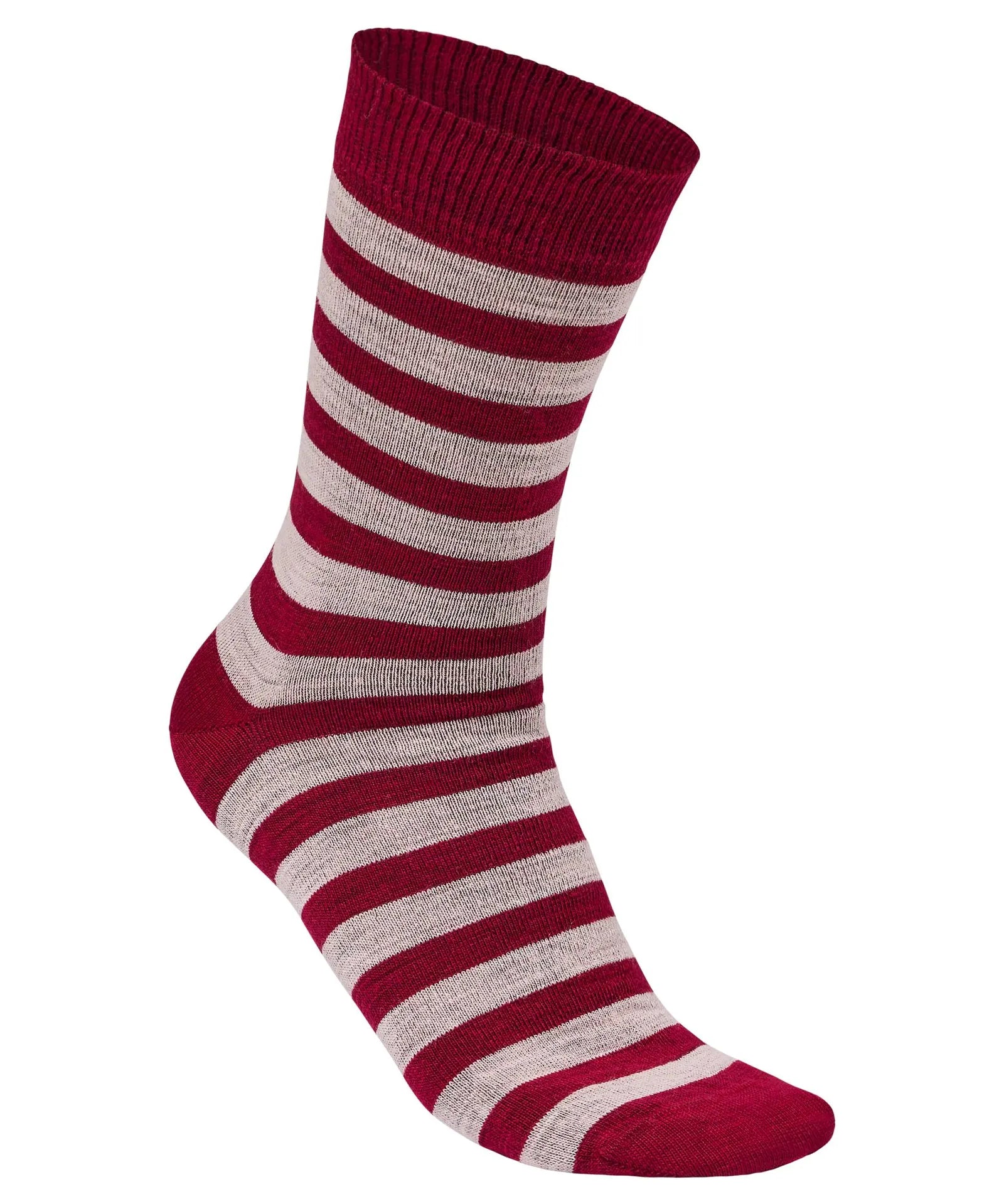WOOL SOCK STRIPE, TUNN RANDIG ULLSTRUMPA — RED BUD - Ivanhoe of Sweden