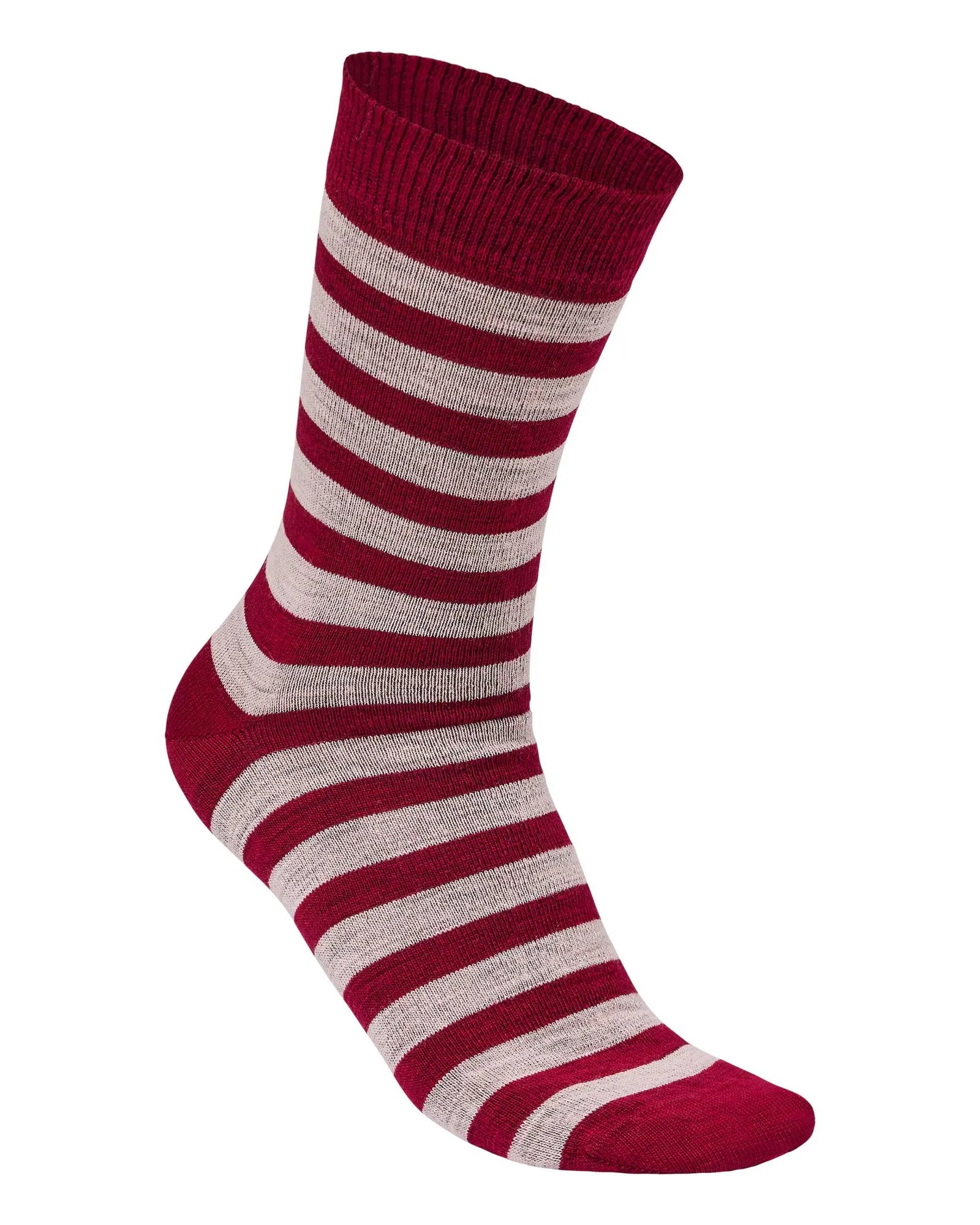 WOOL SOCK STRIPE, TUNN RANDIG ULLSTRUMPA — RED BUD - Ivanhoe of Sweden