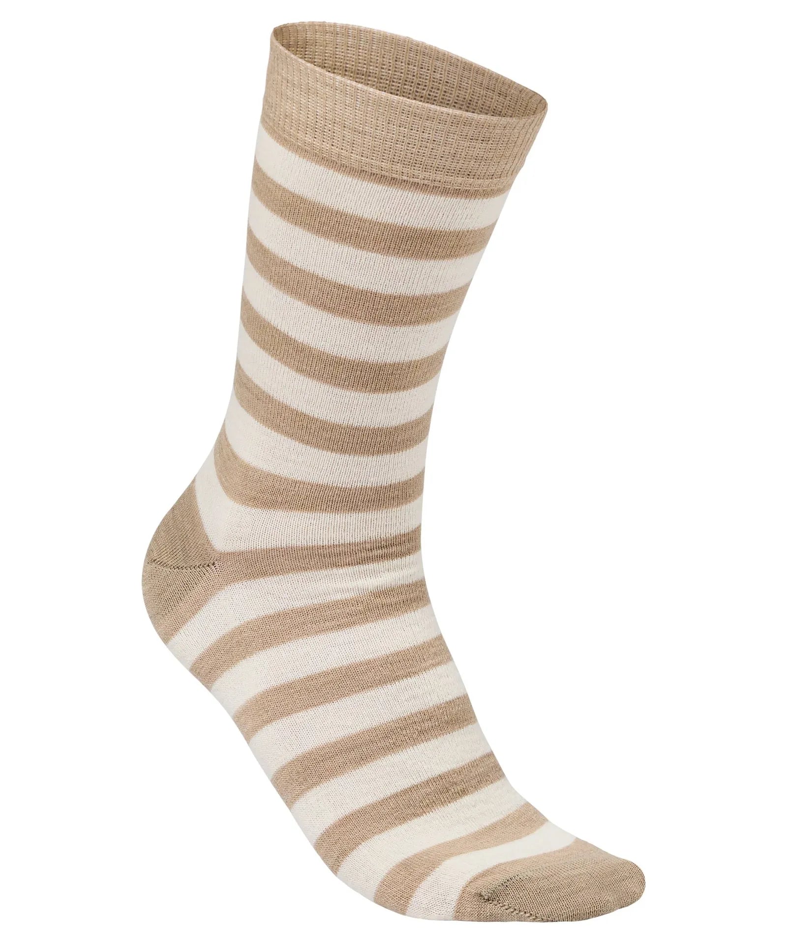 WOOL SOCK STRIPE, TUNN RANDIG ULLSTRUMPA — SAND - Ivanhoe of Sweden