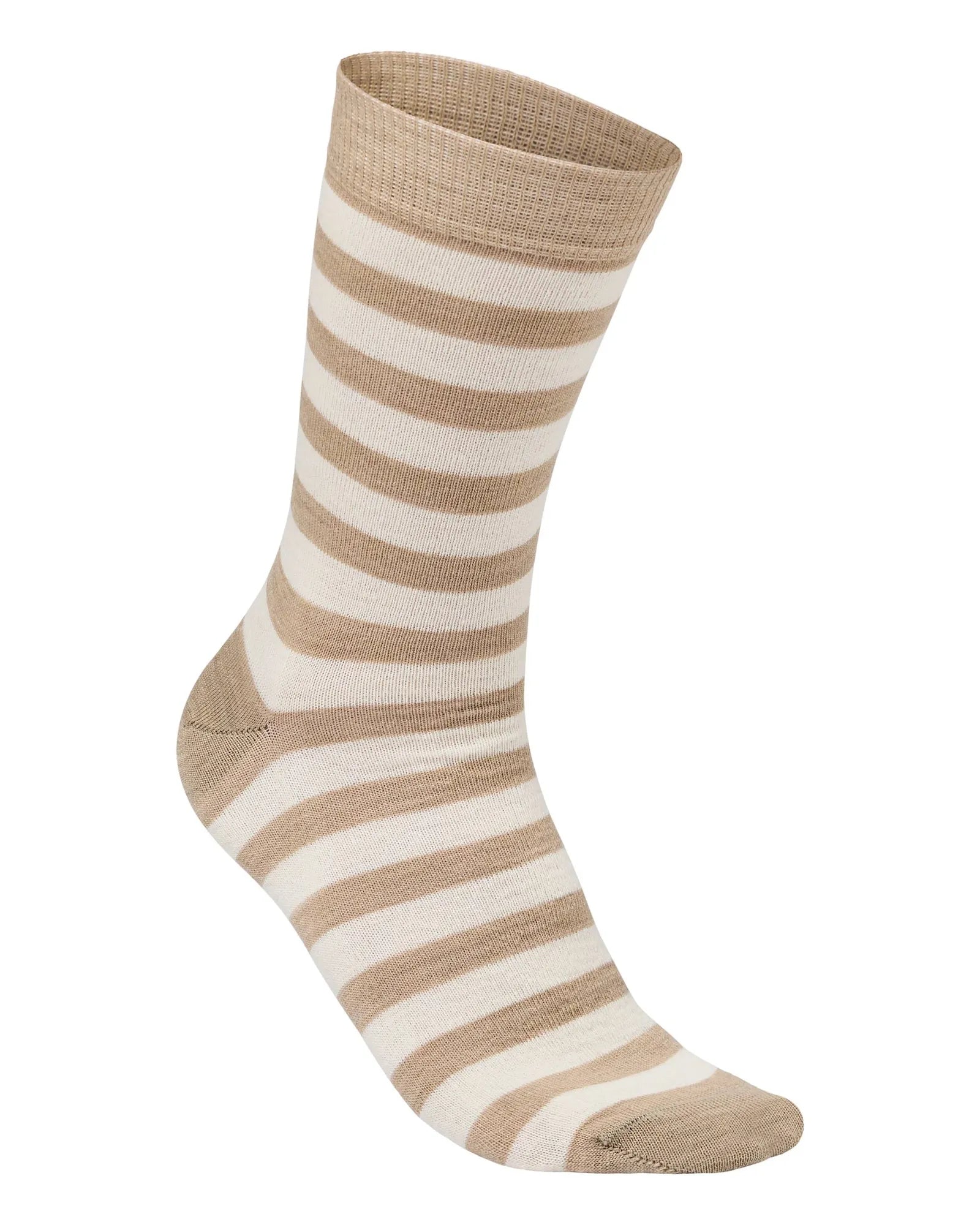 WOOL SOCK STRIPE, TUNN RANDIG ULLSTRUMPA — SAND - Ivanhoe of Sweden