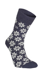 WOOL SOCK SNOWFLAKE — LIGHT NAVY
