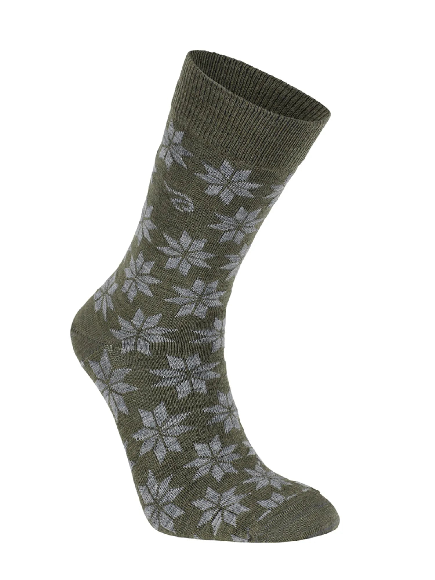 WOOL SOCK SNOWFLAKE — LODEN GREEN - Ivanhoe of Sweden