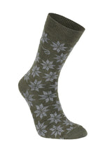 WOOL SOCK SNOWFLAKE — LODEN GREEN