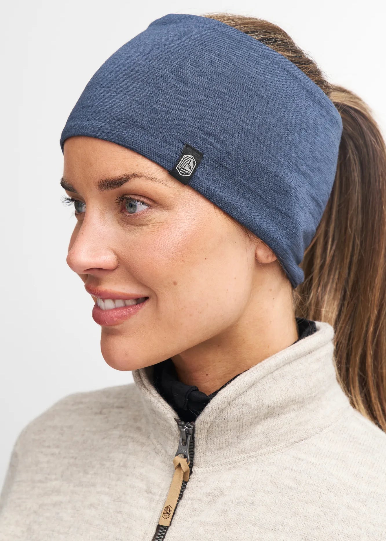 UNDERWOOL HEADBAND 100% EXTRA FINE MERINOULL — STEELBLUE - Ivanhoe of Sweden