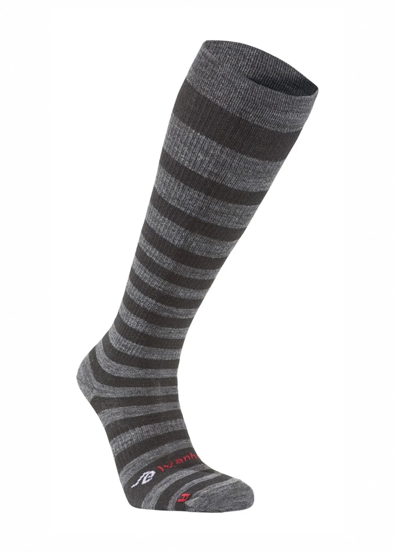 WOOL SOCK COMPRESSION STRIPE, KOMPRESSIONSSTRUMPA I ULL — BLACK - Ivanhoe of Sweden