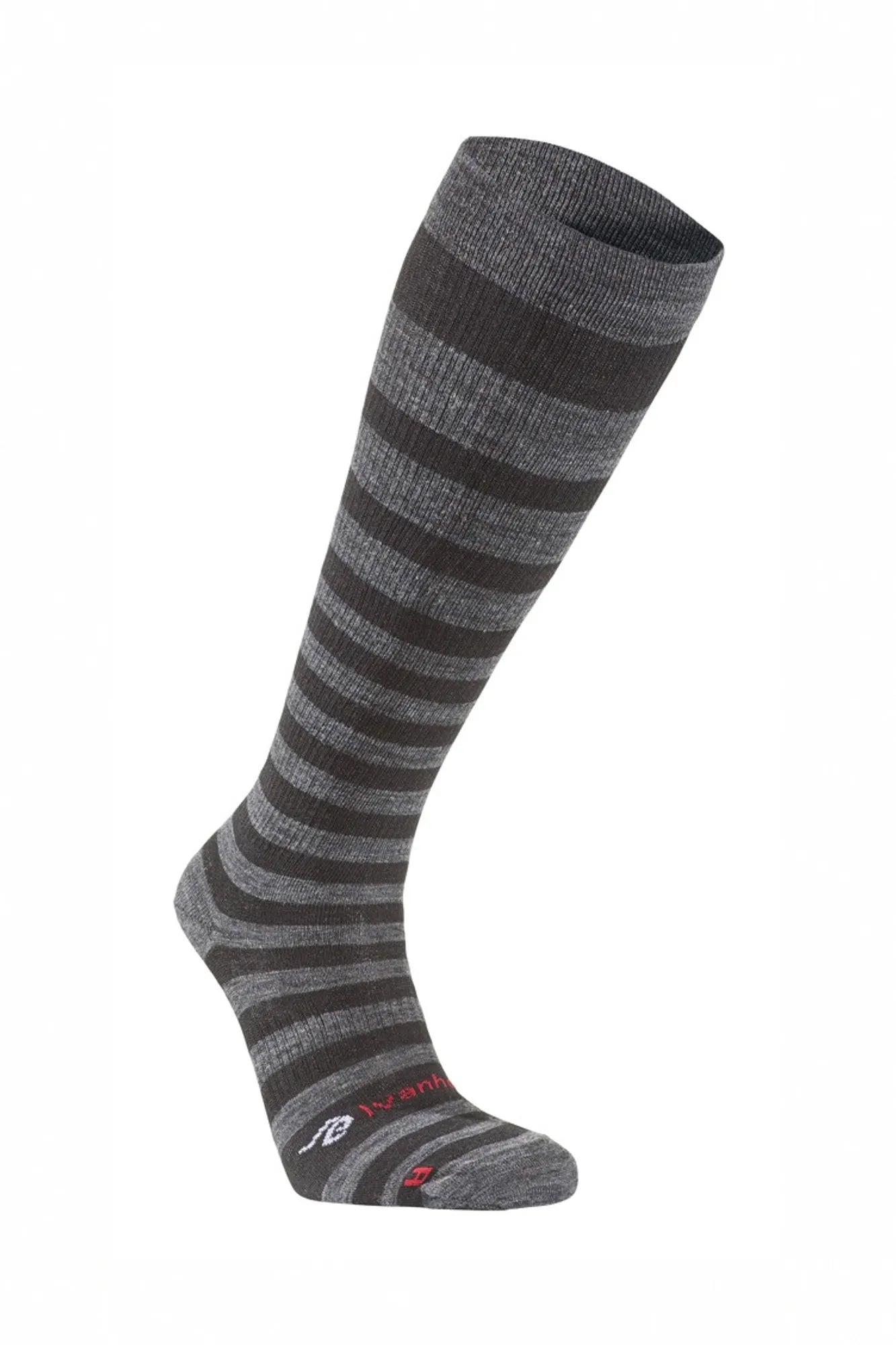 WOOL SOCK COMPRESSION STRIPE, KOMPRESSIONSSTRUMPA I ULL — BLACK - Ivanhoe of Sweden