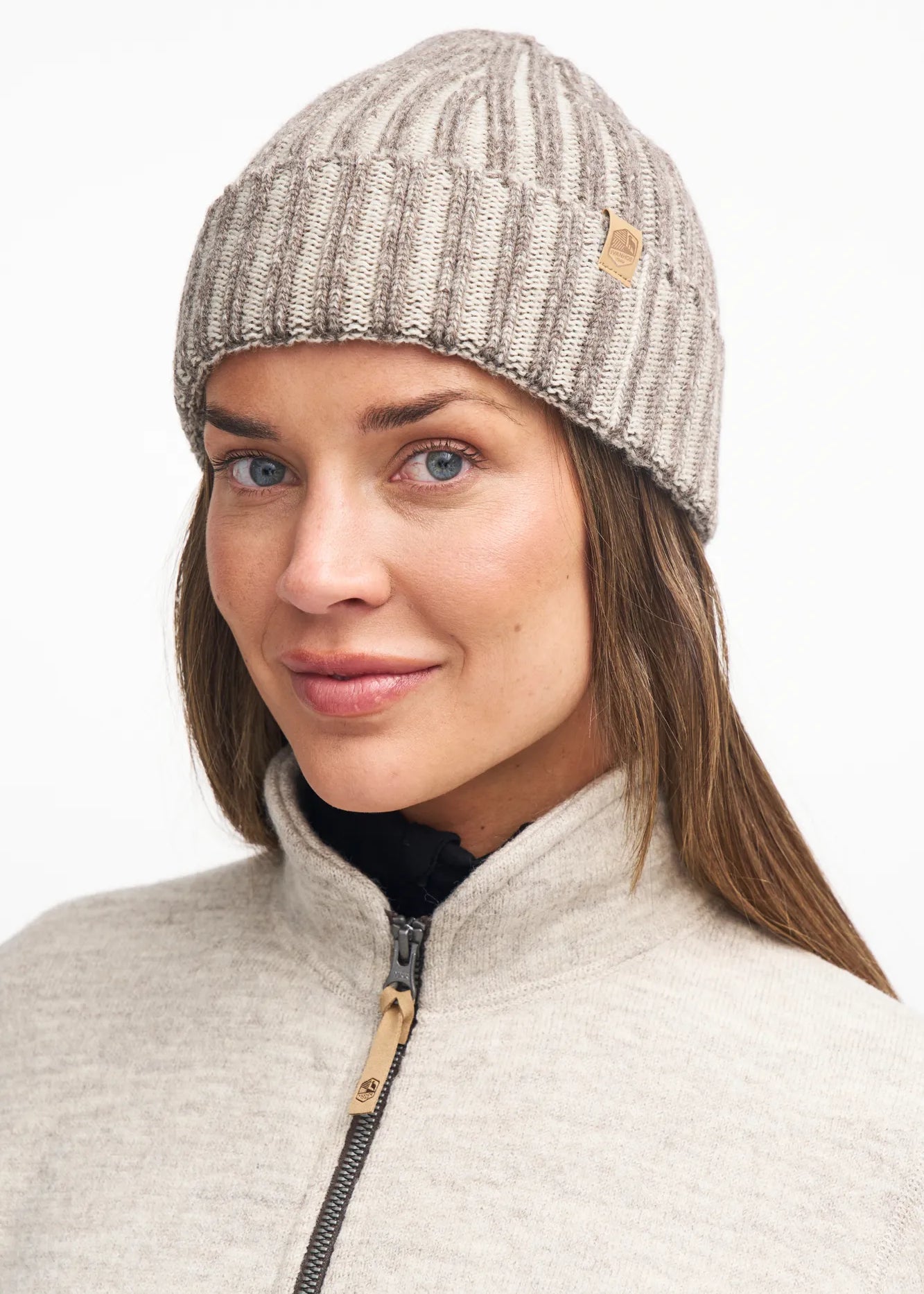 NLS RIB HAT, 100% OFÄRGAD ULL — CHOCOLATE MOULINÉ - Ivanhoe of Sweden