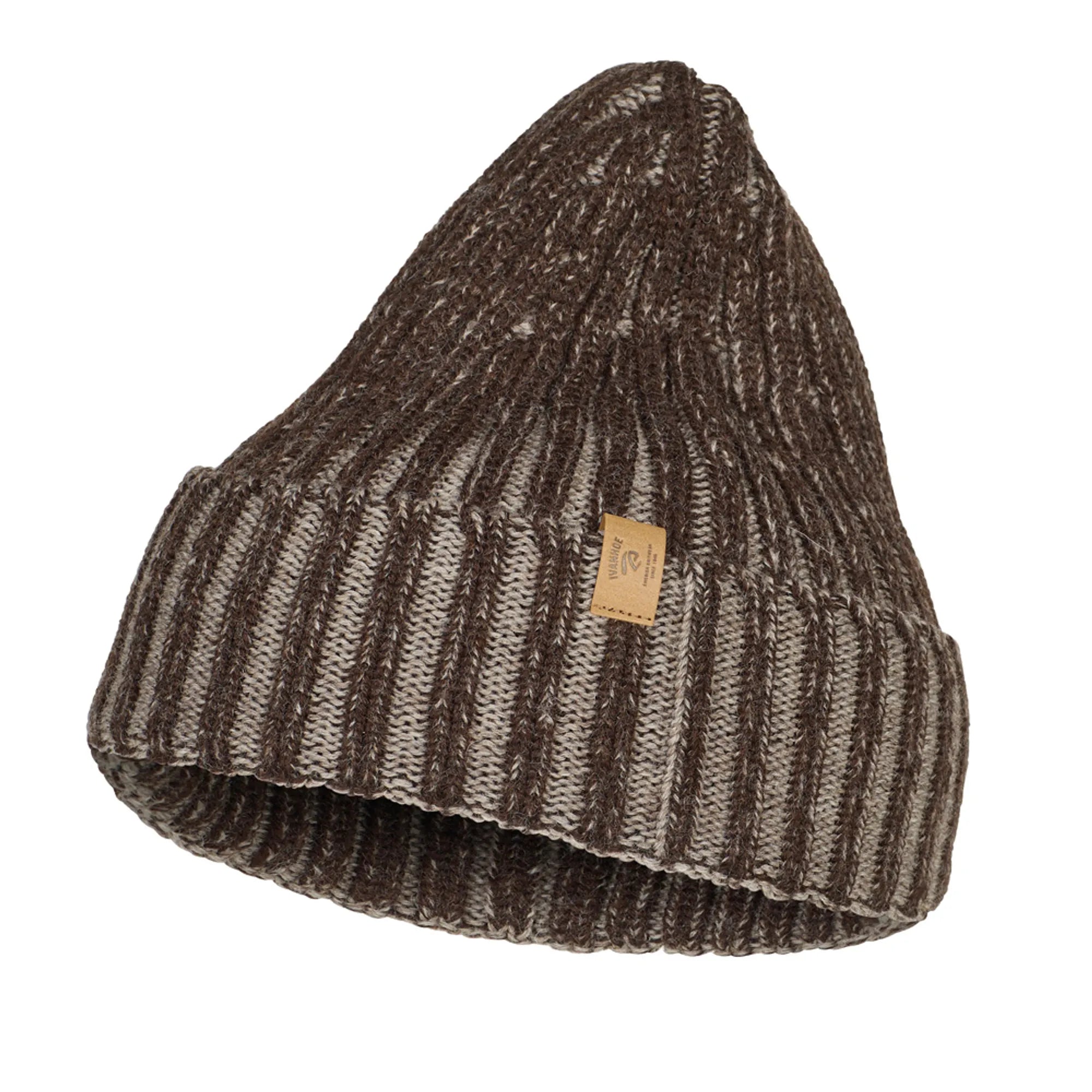 NLS RIB HAT, 100% OFÄRGAD ULL — CHOCOLATE MOULINÉ - Ivanhoe of Sweden