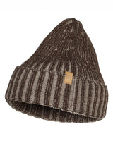 NLS RIB HAT, 100% UNDYED WOOL   — CHOCOLATE MOULINÉ