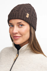 NLS CABLE HAT, 100% UNDYED WOOL — COFFEE BEAN