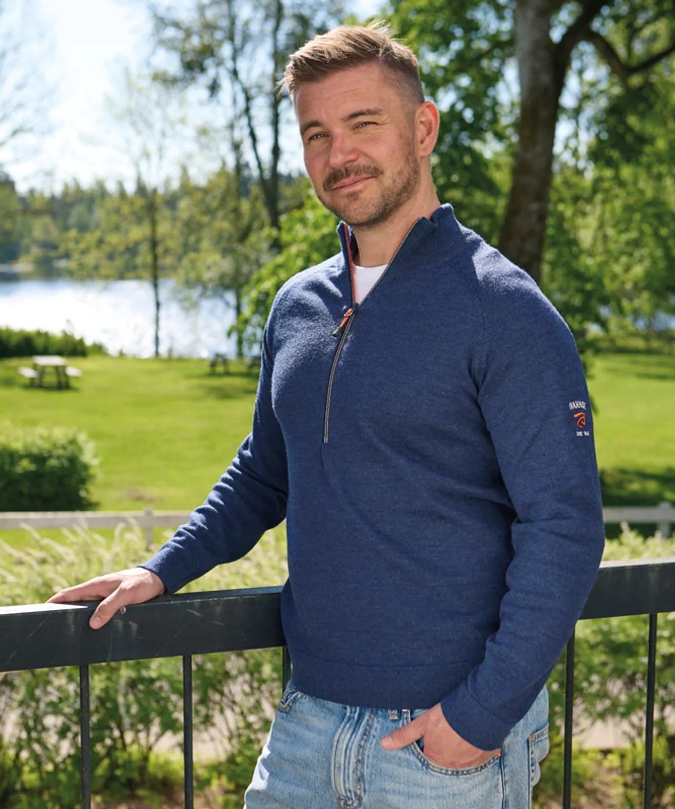 JOJJE HALF ZIP, 100% EXTRA FINE MERINOULL — STEELBLUE - Ivanhoe of Sweden