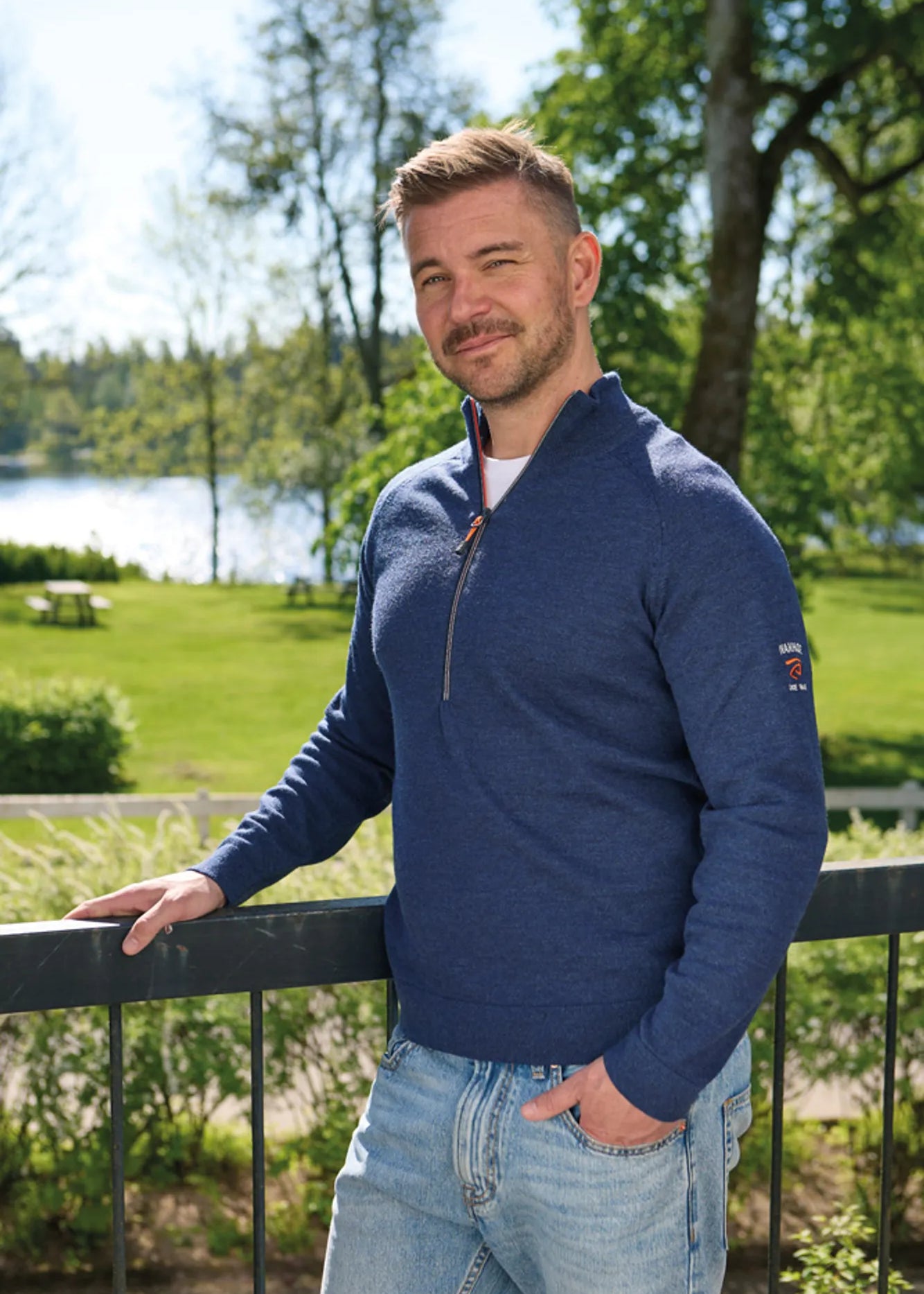 JOJJE HALF ZIP, 100% EXTRA FINE MERINOULL — STEELBLUE - Ivanhoe of Sweden