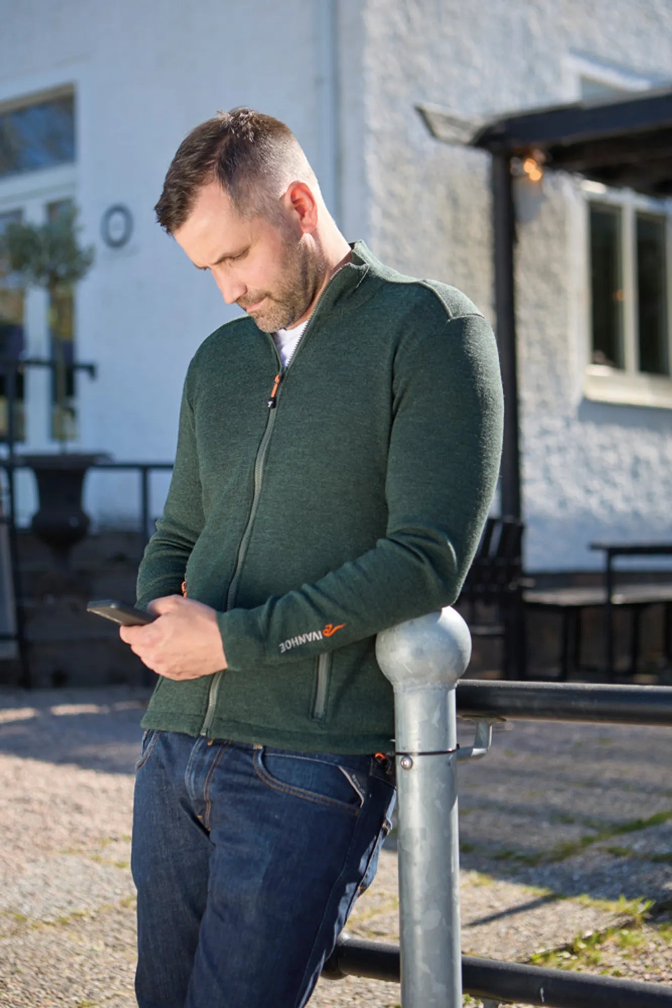 HADAR FULL ZIP, 100% EXTRA FINE MERINOULL — STEELBLUE - Ivanhoe of Sweden