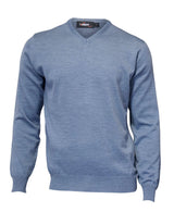 MERINO V-NECK MALE, 100% MERINO WOOL EXTRAFINE — DENIM