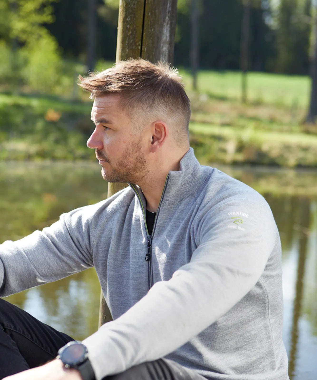 JOJJE HALF ZIP, 100% EXTRA FINE MERINOULL — GREY MARL - Ivanhoe of Sweden