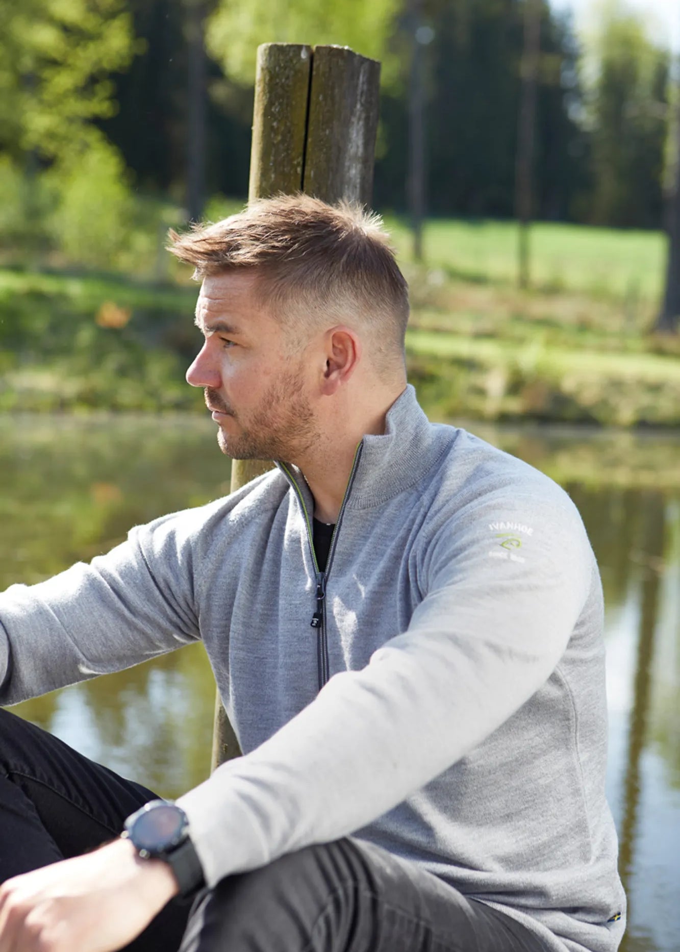 JOJJE HALF ZIP, 100% EXTRA FINE MERINOULL — GREY MARL - Ivanhoe of Sweden