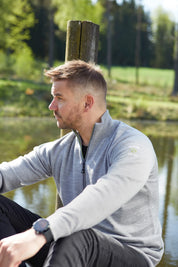 JOJJE HALF ZIP, 100% EXTRA FINE MERINOULL — GREY MARL - Ivanhoe of Sweden